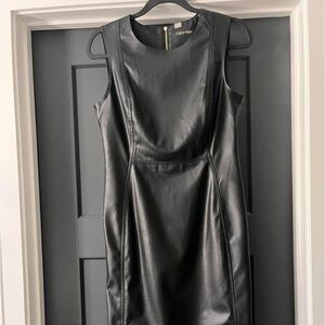 Calvin Klein Black Faux Leather Mini Dress